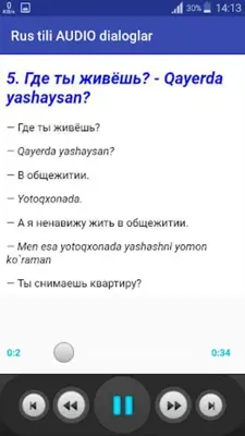 Rus tilida Audio dialoglar android App screenshot 0